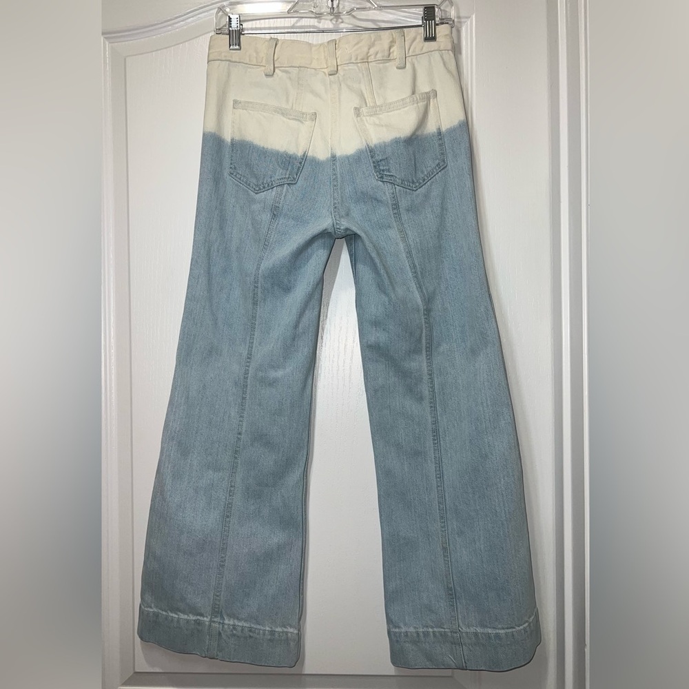 Ulla Johnson Martyna Cream & Denim Ombré Wide Leg Crop Jeans Women’s Size 2